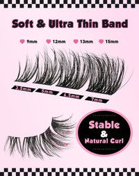 Jiocolor Lash Clusters Wispy Cat Eye Individual Lash Extensions Natural Cluster Lashes 9-15MM DIY Eyelash Extension C Curl Eyelash Cluster 7 Pairs