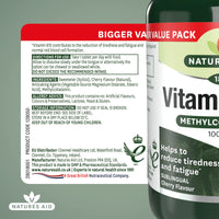 Natures Aid Vitamin B12, Methylcobalamin, One-A-Day, Cherry Flavour, 180 Tablets