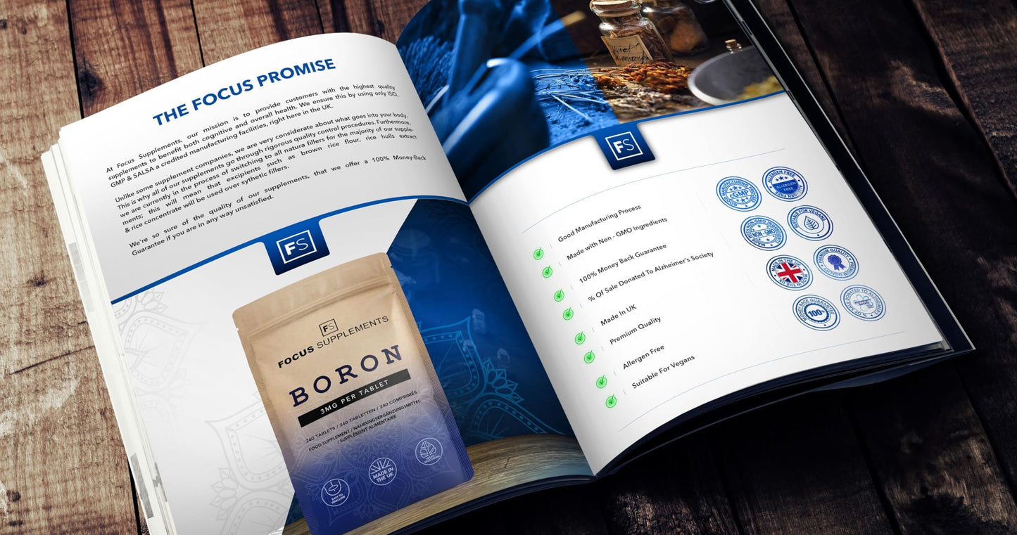 FS Boron | High Strength Boron Supplements | 240 Boron Tablets - 3mg Boron per Serving | Non-GMO, Gluten & Allergen Free | Manufactured in The UK