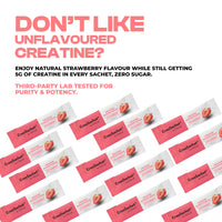 STRVLUE Lab Tested Creatine Monohydrate Powder | Strawberry Flavour | 30 Travel Sachets | Ultra‑Fine Micronised | Zero Sugar | Supports Muscle Growth, Strength, Recovery & Performance, Cognition,for Men&Women