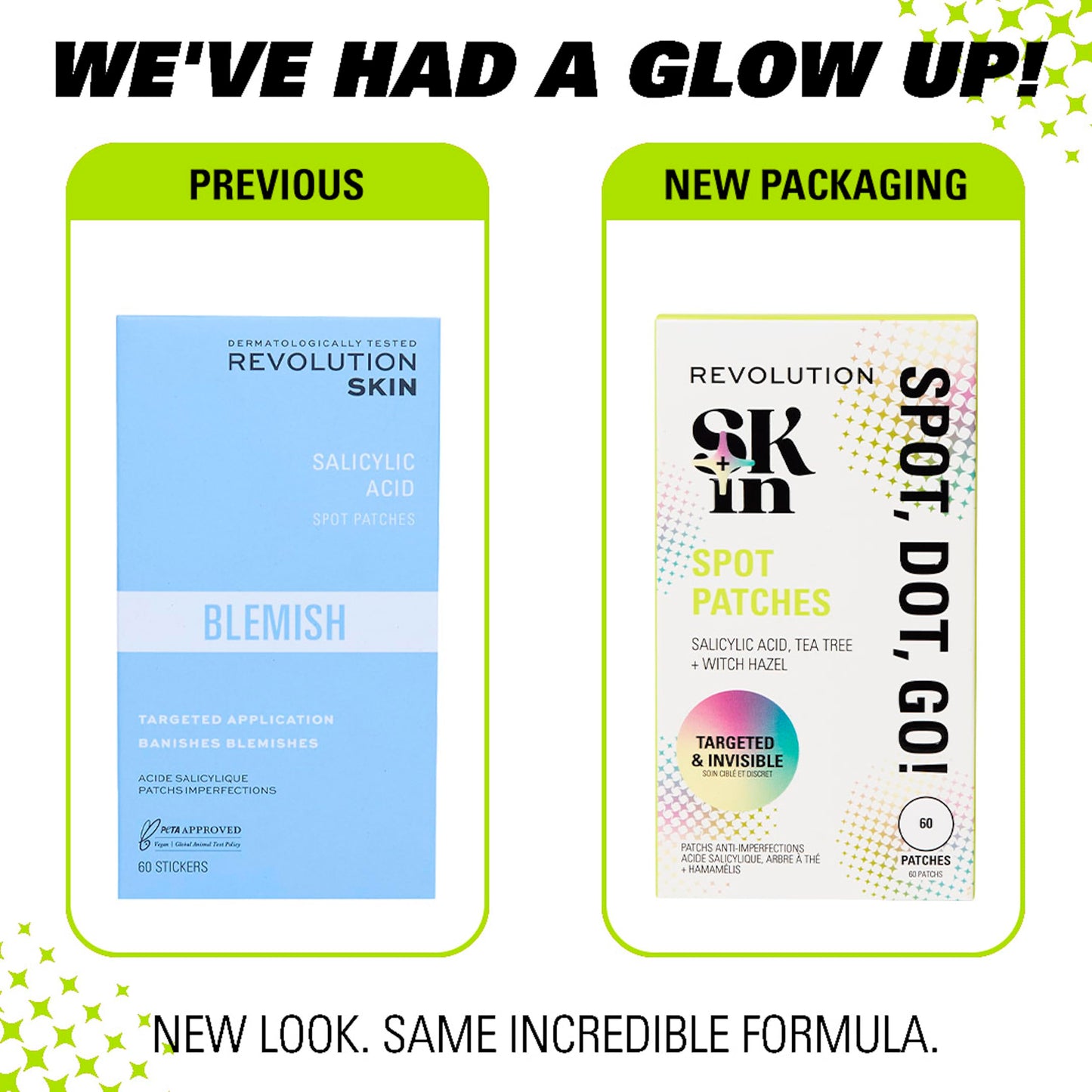 Revolution Skincare London Revolution Skin, Spot, Dot, Go! Salicylic Acid Spot Patches, Discreet Pimple Patches With Salicylic Acid & Tea Tree, Vegan & Cruelty-Free, 60 Patches Per Box