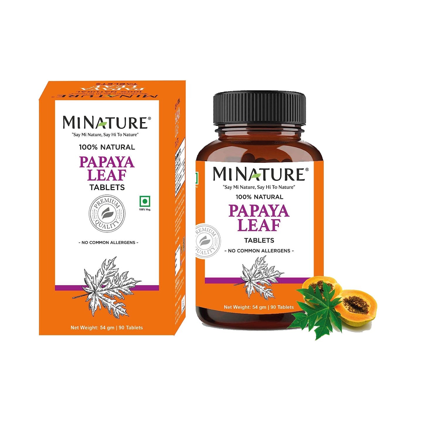 Papaya Leaf Tablets by mi Nature| 90 Tablets, 1000 mg| 45 Days Supply| Vegan| Papaya Leaf| Blood Platelet Boost| Digestion Support| Antioxidants