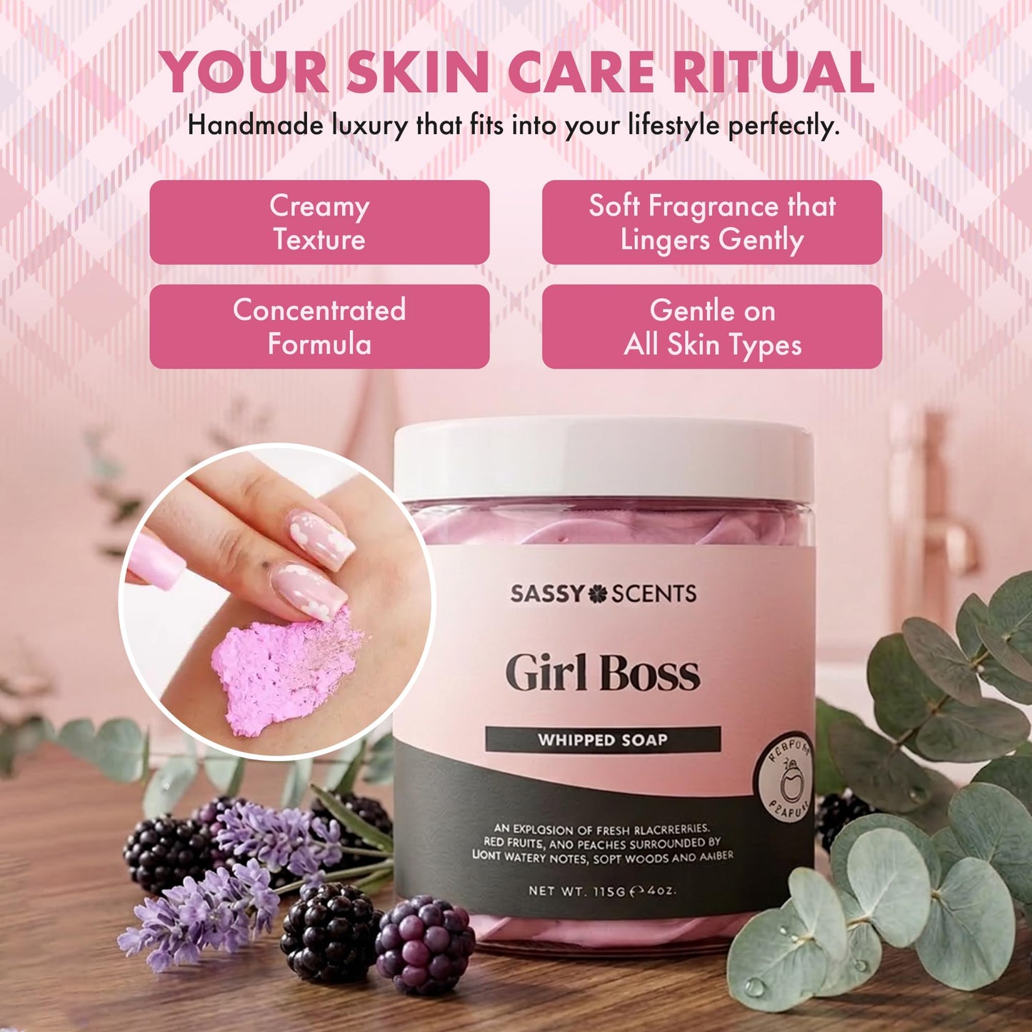 Sassy Scents Girl Boss Whipped Soap | Cleansing + Nourishing | Gentle For All Skin Types | 115g