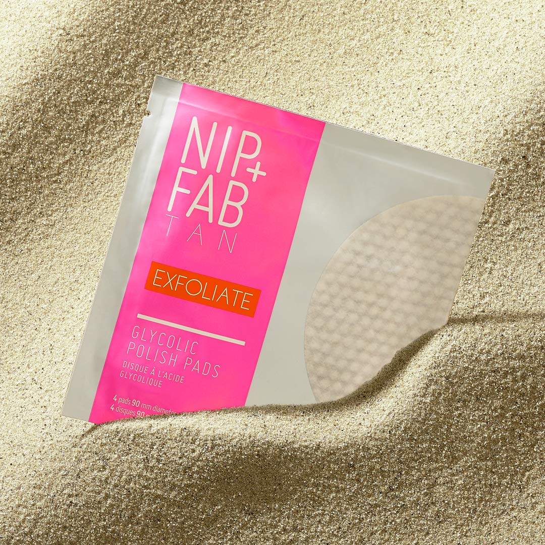 Nip+Fab Glycolic Polish Pad | Glycolic Acid Pads | Tan Preparation | Exfoliating | 4 Pads