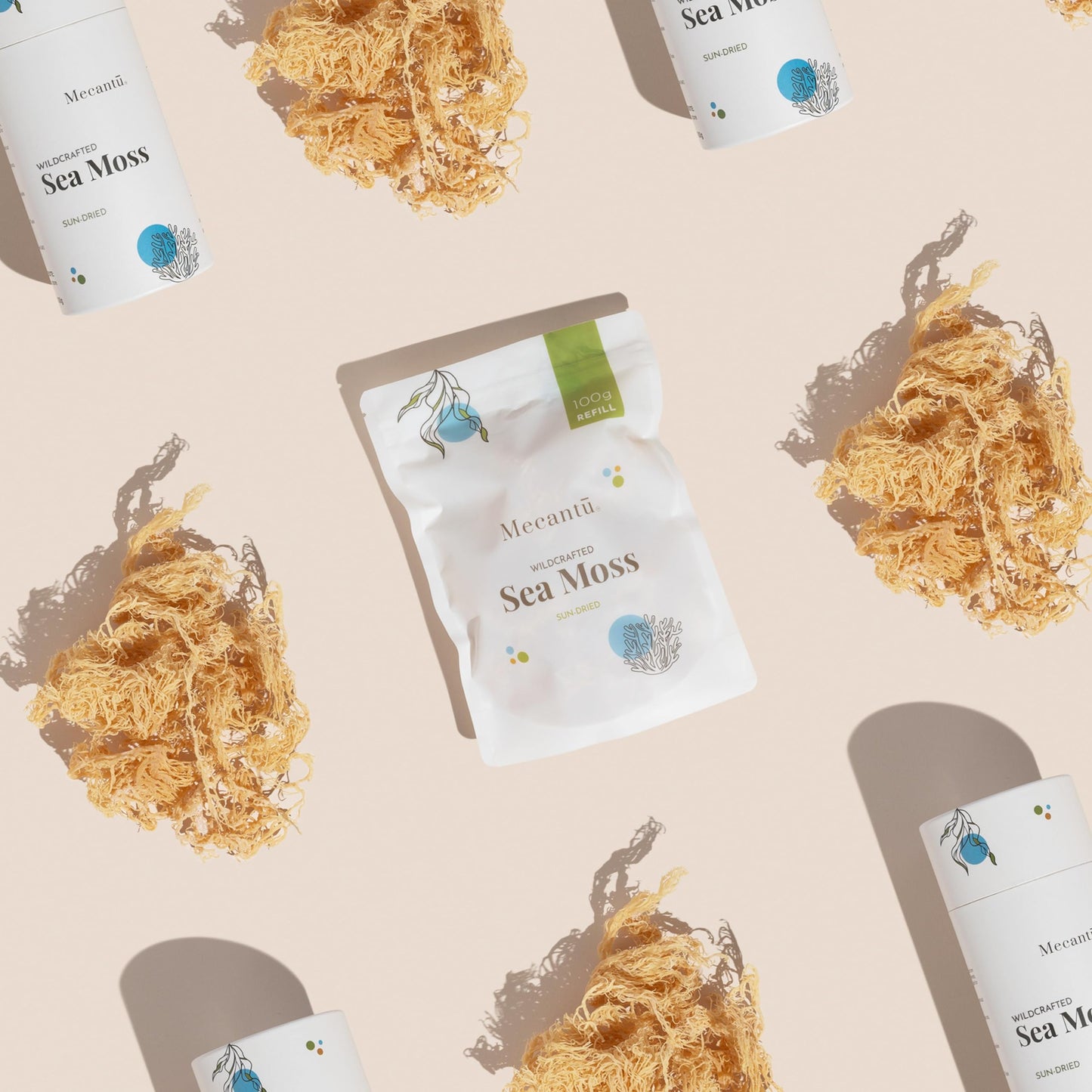 Mecantu® Raw Sea Moss (Irish Sea Moss) - Ethically Sourced & Eco-Friendly | Create Healthy Vegan Food, Drinks, Sea Moss Gel, and Sea Moss Powder | 2+ Months Supply (Refill, 100g)