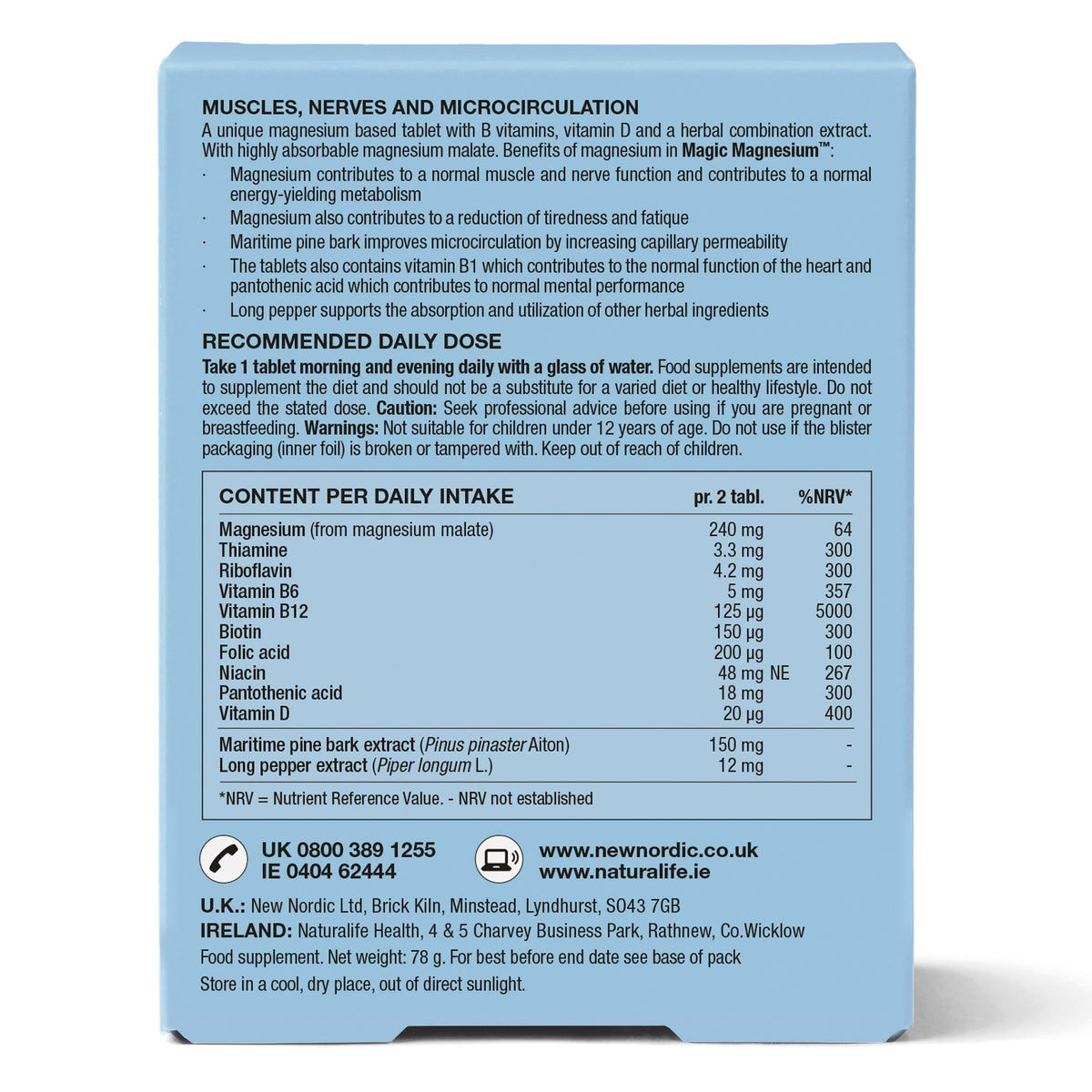 New Nordic Ltd New Nordic Magic Magnesium Malate - 800 mg Extra Strength - Vitamin B Complex & Vitamin D - Muscle & Sleep Support for Women & Men - 60 Tablets