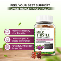 Keltico Milk Thistle Gummies 1000mg – Fortified with Dandelion Root – Liver Support & Detox Supplement – Vegan, Gluten-Free – Antioxidant Support - 90-Day Supply - Liver Health - Cleanse