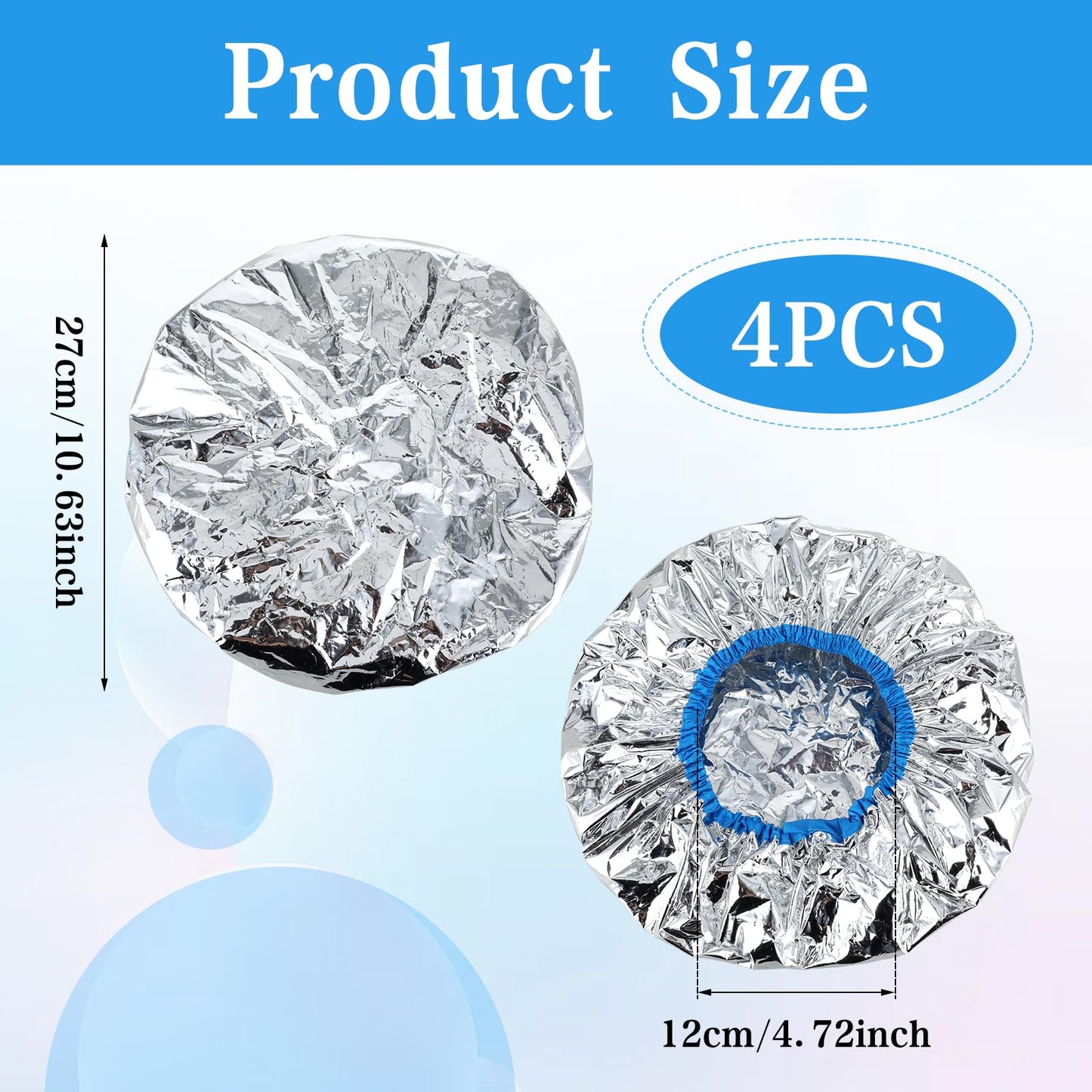DIVINA VITAE 4 Pieces Aluminum Foil Heat Cap for Deep Conditioning, Reusable Deep Conditioning Hair Cap Heated Shower Cap for Hot Oil Hair Treatment Processing Caps for Hair Dye Cap Tin Foil Hat for Home Salon Use