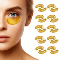Glamza x10 Pair Crystal Collagen 24K Gold Powder Gel Eye Mask Sheet - Anti Aging, Under Eye Patches, Dark Circles & Puffiness, Skincare, Anti Wrinkle