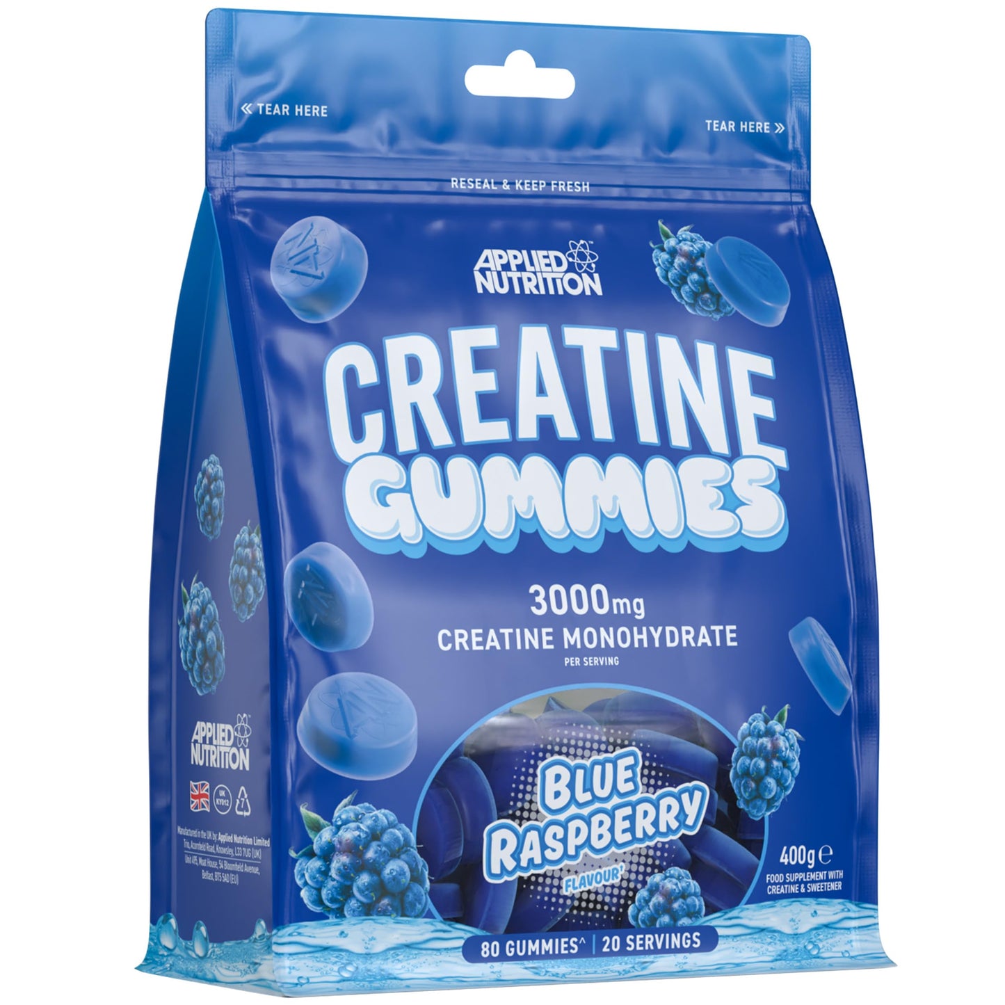 Applied Nutrition Creatine Gummies - 3000mg Creatine Monohydrate per Serving - 80 Chewable Vegan Gummies for Strength, Power & Recovery (20 Servings)