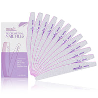 CANVALITE Professional Nail Files Double Sided Emery Board Nail Styling Tools Pet Grooming Tools for Home and Salon Use (Half Moon 180/240, 12pcs)