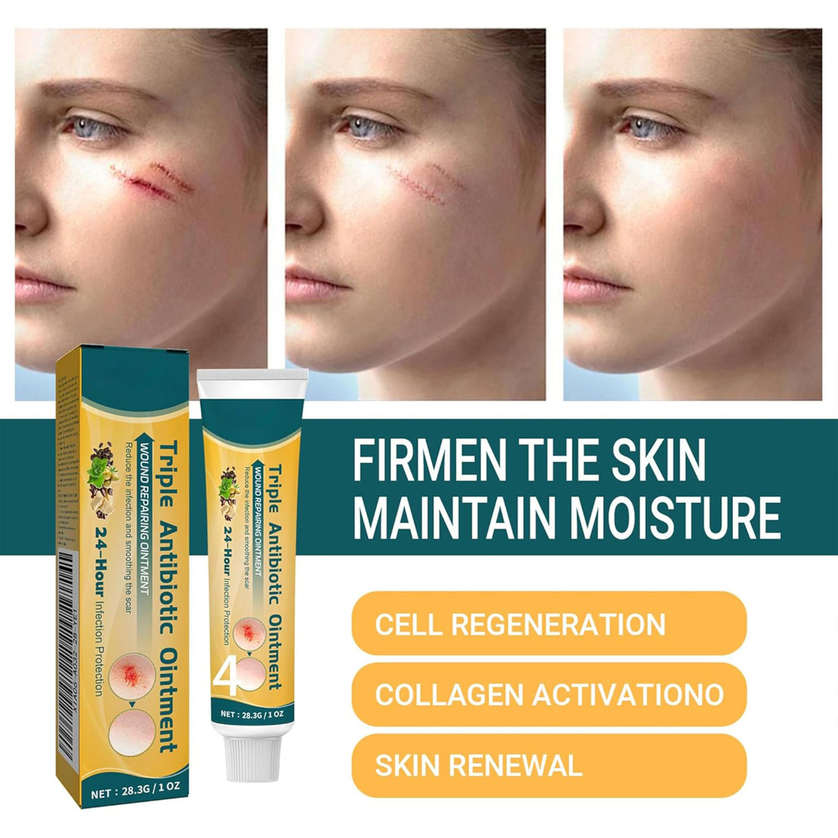 Quellora Wound Healing Ointment, Relieve Skin Abrasions, Promote Wound Healing, Fade Scars