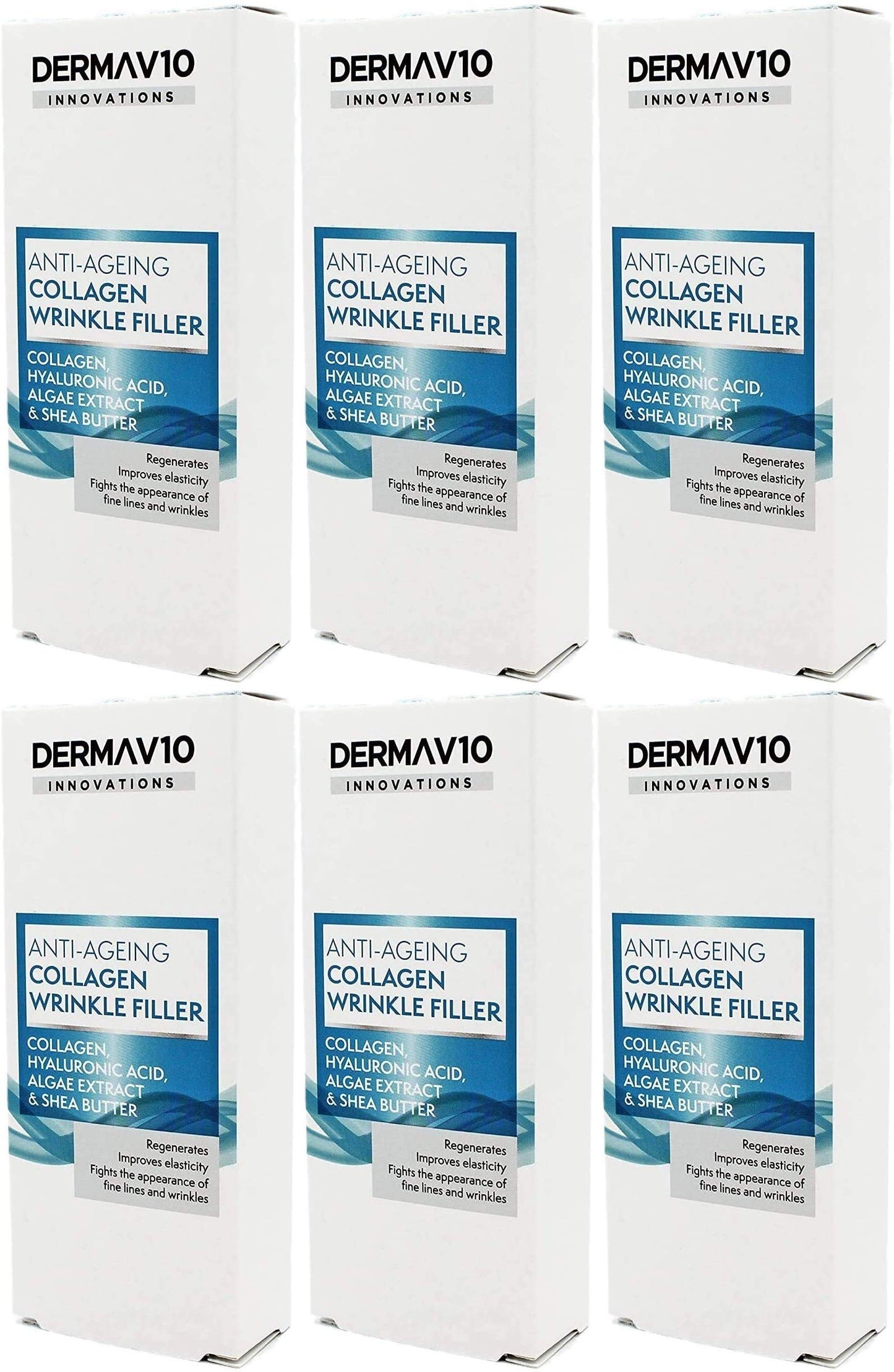 Derma V10 Anti-Ageing Collagen Wrinkle Filler With Hyalauronic Acid, Algae Extract & Shea Butter (6 Pack)