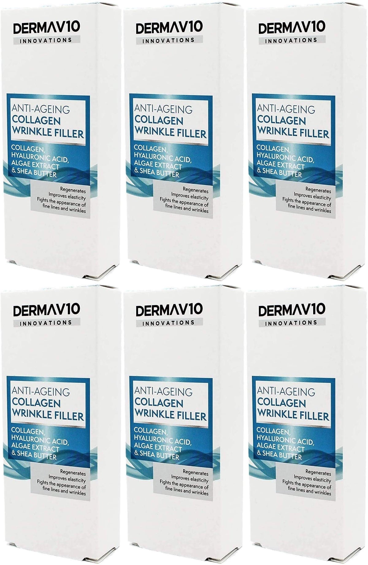 Derma V10 Anti-Ageing Collagen Wrinkle Filler With Hyalauronic Acid, Algae Extract & Shea Butter (6 Pack)