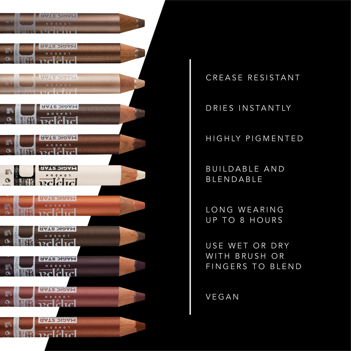 Pippa Of London Pippa of London Magic Star Eyeshadow Powder Pencil, Long Lasting, Blendable Eye Make Up Stick
