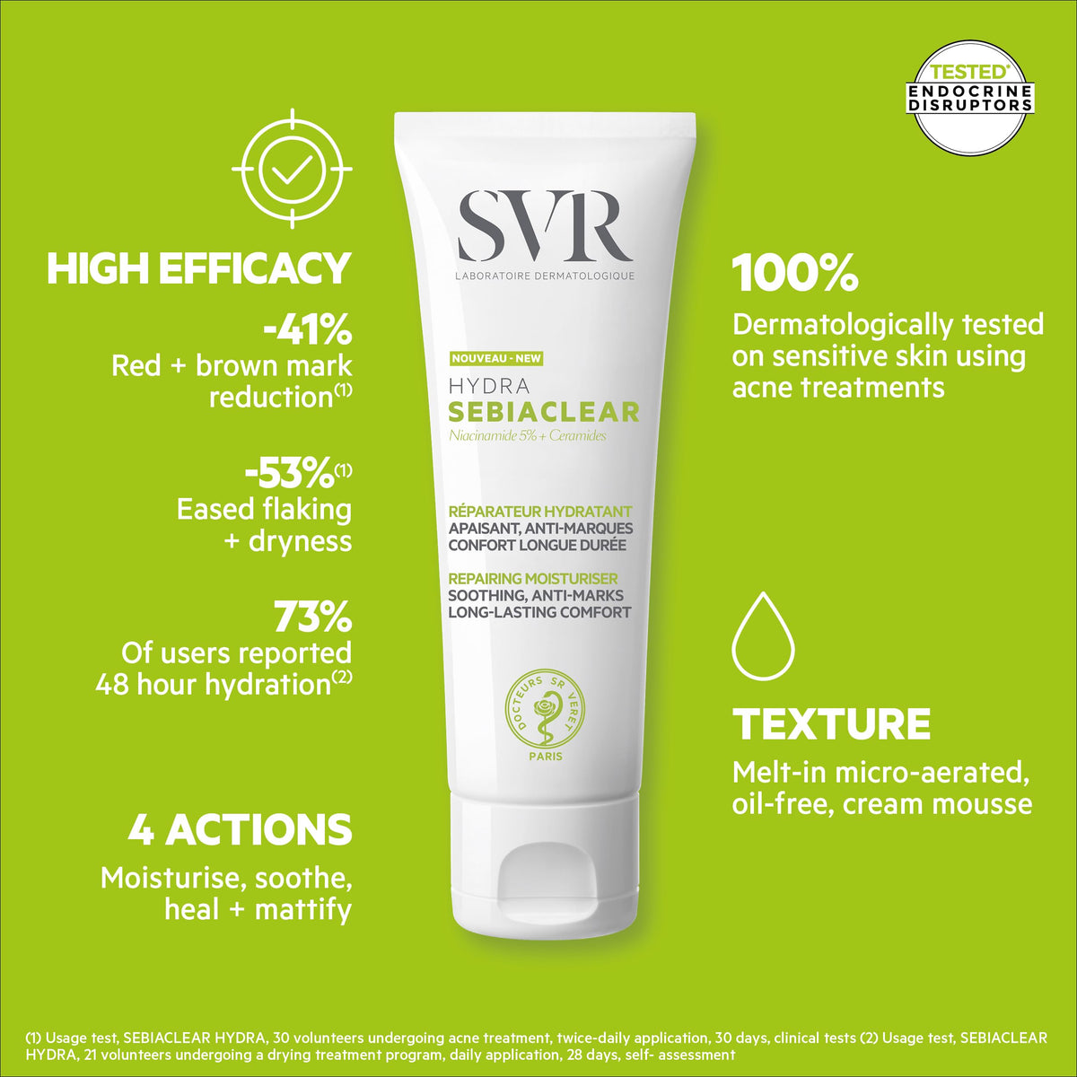 SVR SEBIACLEAR HYDRA - Face Moisturiser for Oily & Acne-Prone Skin – Non-Comedogenic Cream with Niacinamide & Omega Ceramides – Soothing 48hr Hydration – Acne Treatment Skincare, 40ml