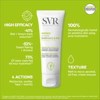 SVR SEBIACLEAR HYDRA - Face Moisturiser for Oily & Acne-Prone Skin – Non-Comedogenic Cream with Niacinamide & Omega Ceramides – Soothing 48hr Hydration – Acne Treatment Skincare, 40ml