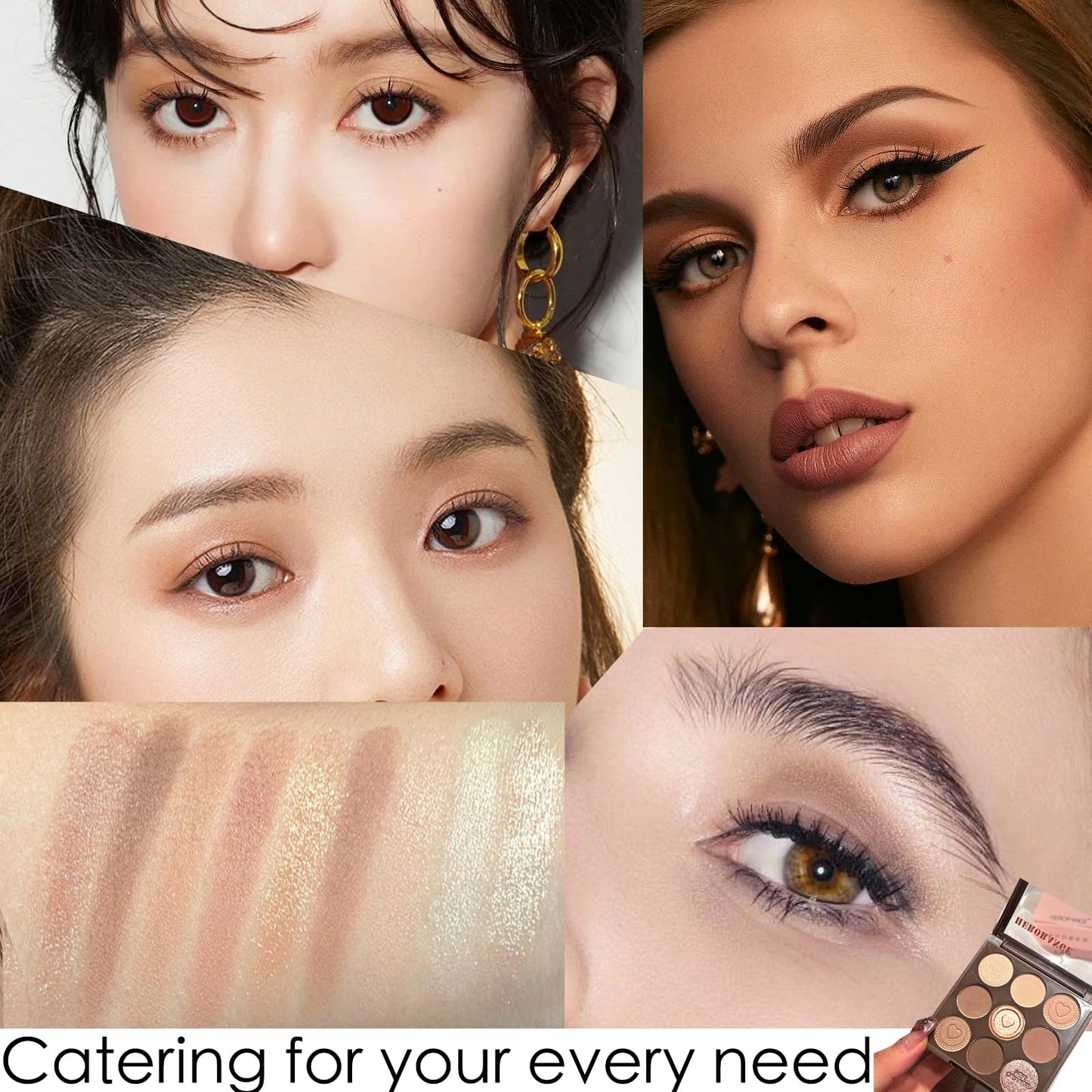 HAORQEE Eyeshadow Palette, Matte Shimmer Nude Eye Shadow Pallets for Women, Brown Long Lasting Shadows Palettes, Waterproof Highly Pigmented Pink Natural Look 9 Colour Eye Shadows for Makeup