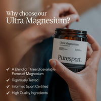 Puresport Ultra Magnesium Supplement Capsules (30 Day Supply), Glycinate 3-in-1 Complex, Supports Recovery & Sleep, Boosts Cardiovascular Health, Maintains Electrolyte & Endurance, Reduces Fatigue