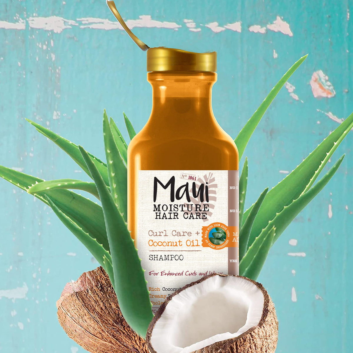 Maui Moisture Curl Care + Coconut Oil Shampoo, with Aloe Vera, for Thick & Curly Hair, Detangles and Defines Hair, Sulfate, Silicone and Mineral Oil Free, Vegan, 385ml