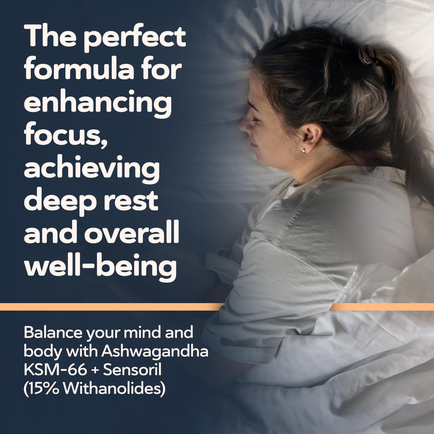 QSTA Ashwagandha KSM 66 + Sensoril (15-20% Withanolides) Cortisol Reducing Supplements for Deep Sleep, Energy, Concentration and Stress Relief. 2 Month Supply Ashwagandha High Strength KSM 66 Capsules