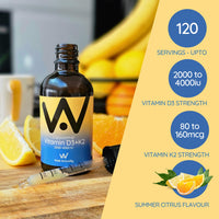WELL ACTUALLY Liposomal Vitamin D3 + K2 Liquid Pipette - High Absorption Vegan Vitamin D3 4000 IU & Vitamin K2-7 160mcg as Menaquinone-7 MK-7 - Summer Citrus (up to 120 Servings)