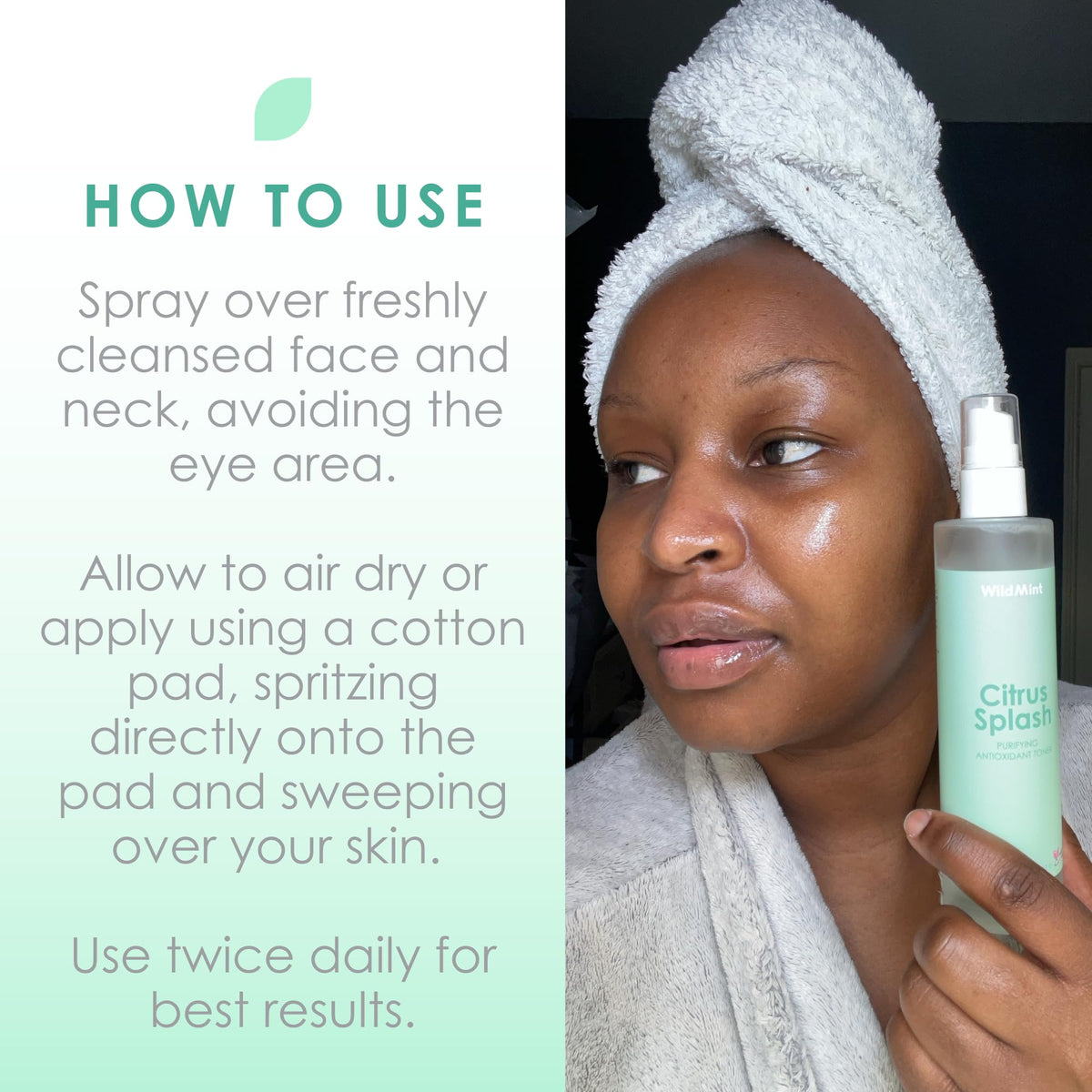 WildMint Citrus Splash Natural Face Toner | Brightening Toner for Sensitive, Mature & Damaged Skin | Vitamin C for Dark Spots & Acne Prone Skin | UK Made Vegan & Cruelty-Free Skincare | 100ml