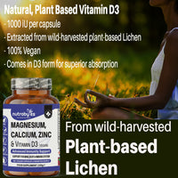 Magnesium Calcium Zinc & Vitamin D3 Vegan Supplement, Advanced Immunity Support, High Strength Vitamin D3, Strong Bones & Teeth, Muscle Recovery, Sleep Better, 180 Vegan Capsules-6 Months Supply - UK