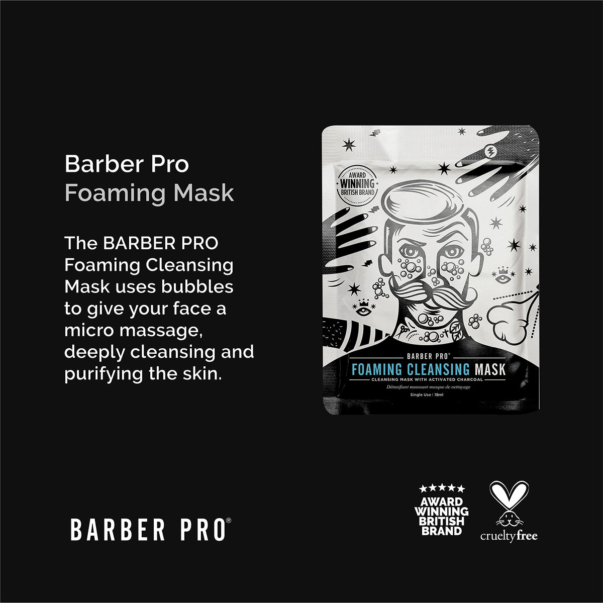 BeautyPro BARBER PRO Skin Revival Mens Pamper Kit 4-in-1 Under Eye Mask Peel Off Putty & 2 Face Masks Rejuvinate Hydrate Soothe Tired Eyes Cleanse Pores Multi Award Winning Brand