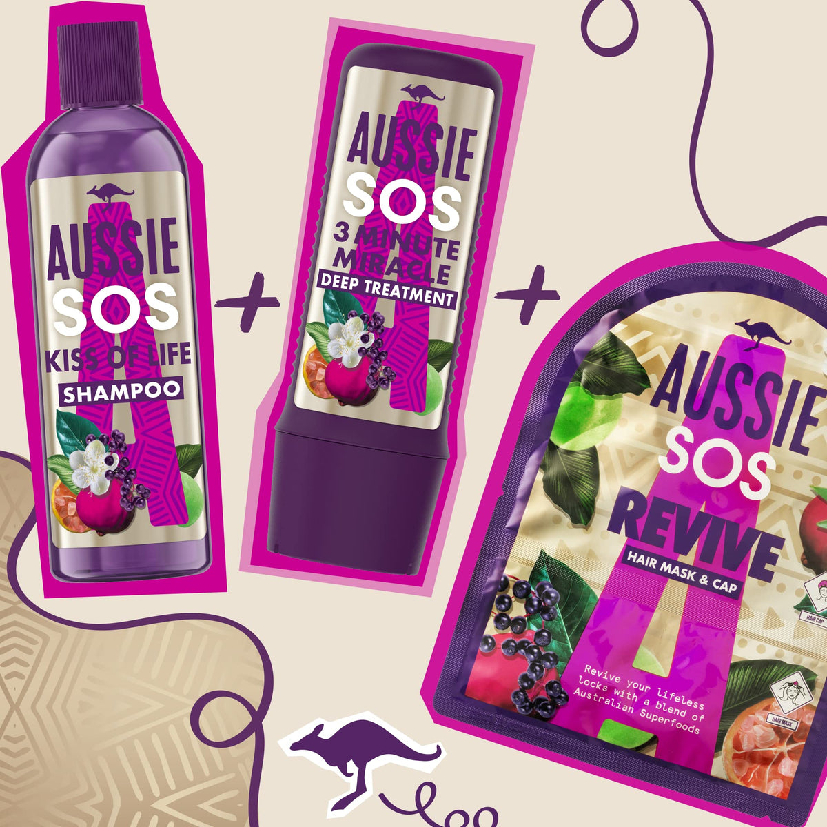 Aussie SOS Hair Mask & Cap Revive Your Lifeless Locks With A Blend Of Australian Superfoods, Vegan, 20ml