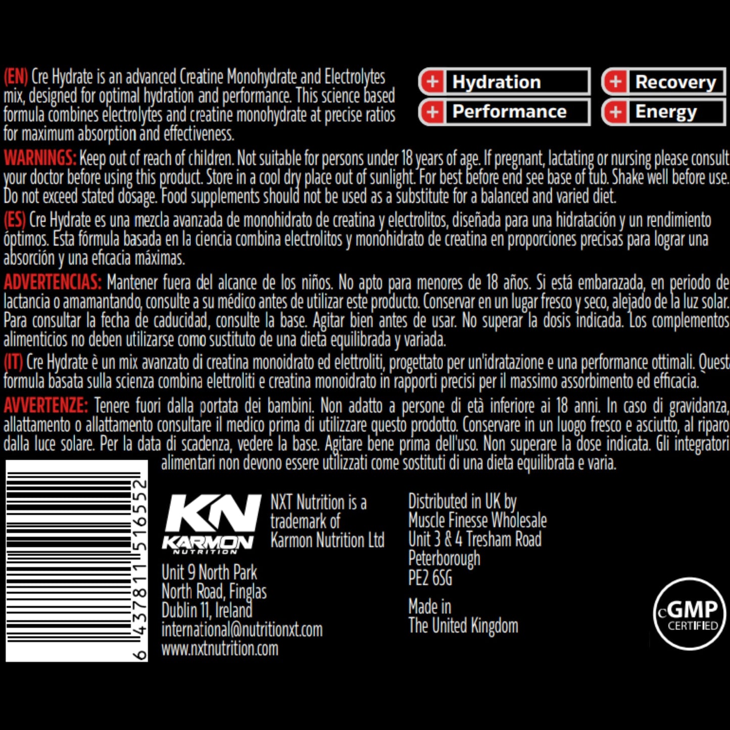 NXT Nutrition Creatine Powder and Electrolyte Mix, 100% Pure Creatine Monohydrate Powder for Strength and Power with Hydrating Electrolytes (180g, Watermelon and Strawberry)
