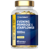 Horbäach Evening Primrose and Starflower Oil Capsules 1000mg | with Vitamin B6 | 60 Softgels | Rich Source of Omega 6 GLA & 9 Oleic Fatty Acids | by Horbaach