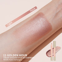 Oulac Nude Champagne Eyeshadow Stick - Shimmer Eye Shadow Pencil for Highlighter, Waterproof & Long Lasting, Blendable Glitter Eye Makeup, Vegan & Cruelty-Free 3.8g, (11) Golden Hour