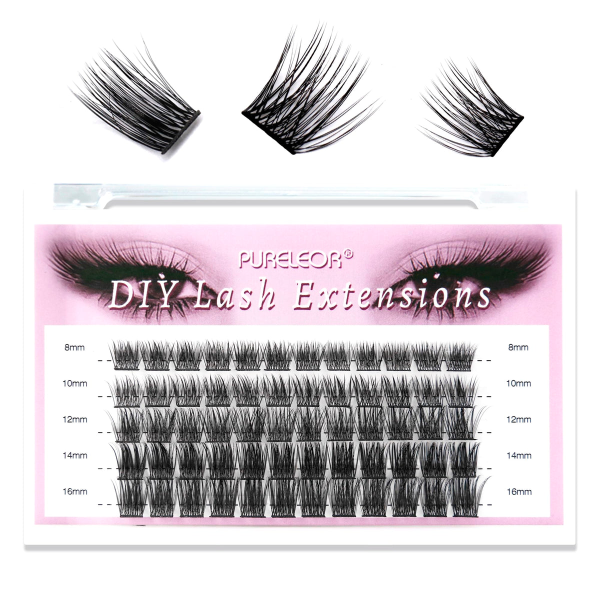 PURELEOR Lash Clusters 60 PCS Cluster Lashes Individual Lashes Extensions 10-16mm DIY Eyeashes Extensions Volume Wispy Soft False Eyeashes
