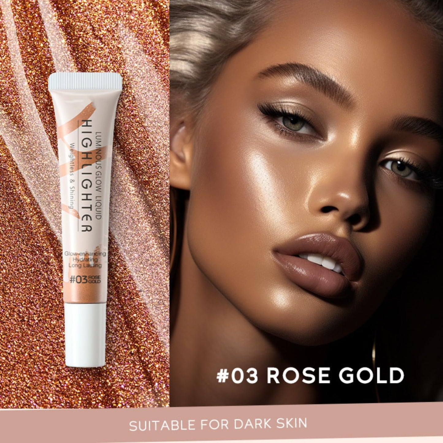 TBeautfave Tbeautfave Liquid Highlighter Makeup, Cream Highlighter, Natural Bronzer Face Glitter Stick, Moisturizing Cream Contour Face Illuminator for Face Body Eyes Collarbones Glow