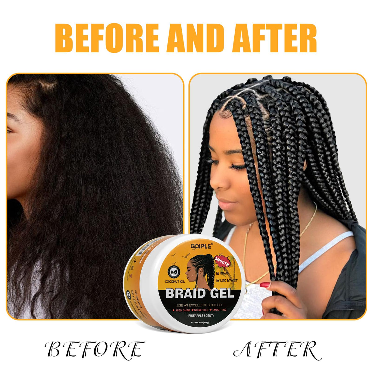WOZUTUNT 16 OZ Large Capacity Family Pack Smoothing Braiding Gel for Twist, Locs, Braids, Edge Control, Cornrows - Strong Hold, No Flake, Tames Frizz, No Alcohol, Easy to Use Twist and Lock Gel