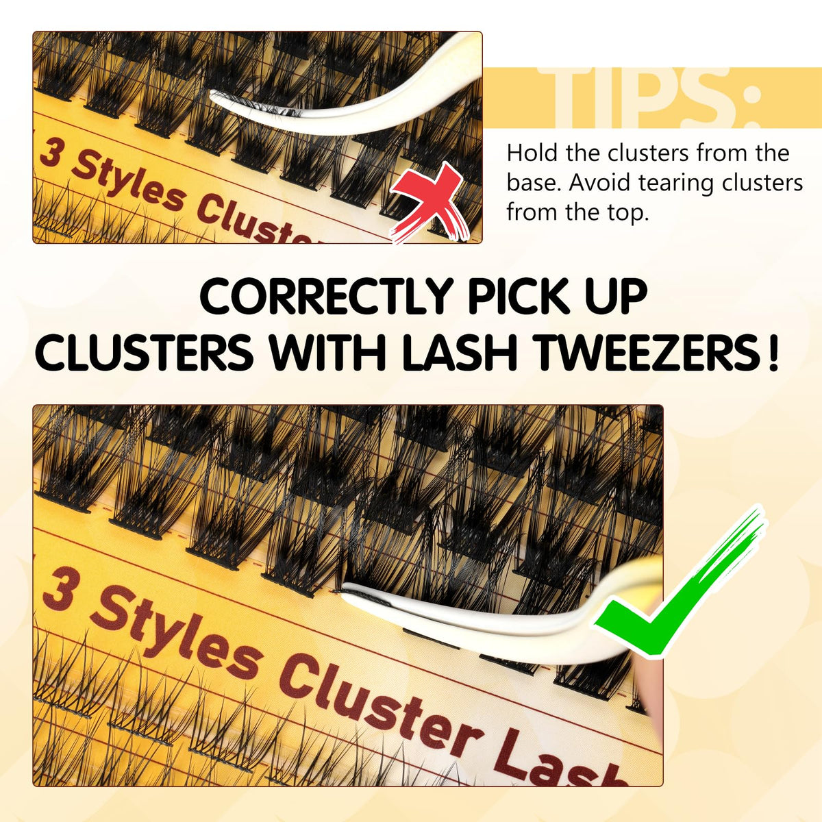 QUEWEL Lash-Cluster Kit 144Pcs D Curl Mixed 3 Styles Eyelashes-Individual Natural Look, Super Thin Band Cluster Lashes Kit for Beginner Easy to Apply at Home（Collection-style B-kit）