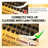 QUEWEL Lash-Cluster Kit 144Pcs D Curl Mixed 3 Styles Eyelashes-Individual Natural Look, Super Thin Band Cluster Lashes Kit for Beginner Easy to Apply at Home（Collection-style B-kit）