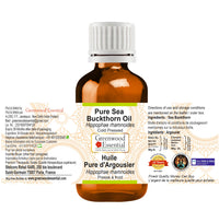 Greenwood Essential Pure Sea Buckthorn Oil (Hippophae rhamnoides) Cold Pressed 100ml x 2 (6.76 oz)