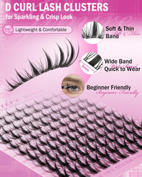 JIMIRE Fairy Lash Clusters Natural Look Manga Cluster Lashes Wispy D Curl Individual Eyelashes 110 Pcs 8-16MM Wispy Lashes Individual Cluster Wet-Look Lashes Extension with Invisible Lash Band