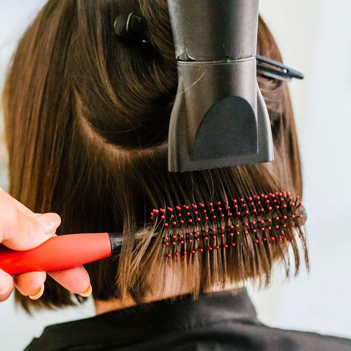 Professional Quiff Roller Round Hair Brush with Red Rubber Grip Handle - Slick Back Hair Brush, Curly Hairs Brush Ideal round hairs brushs for men and Barbers