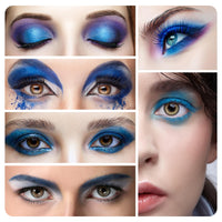 Leogony Blue Eyeshadow Palette, Matte Eye Shadows Pallets Women, Glitter Eye Shadow Palettes for Girl Makeup