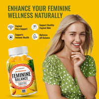 Feminine Balance Probiotics Gummies for Women - Vaginal Health & Women's pH Balance Natural Gummy Supplement with Cranberry Pineapple Powder - Sugar Free Gluten Free Vegan