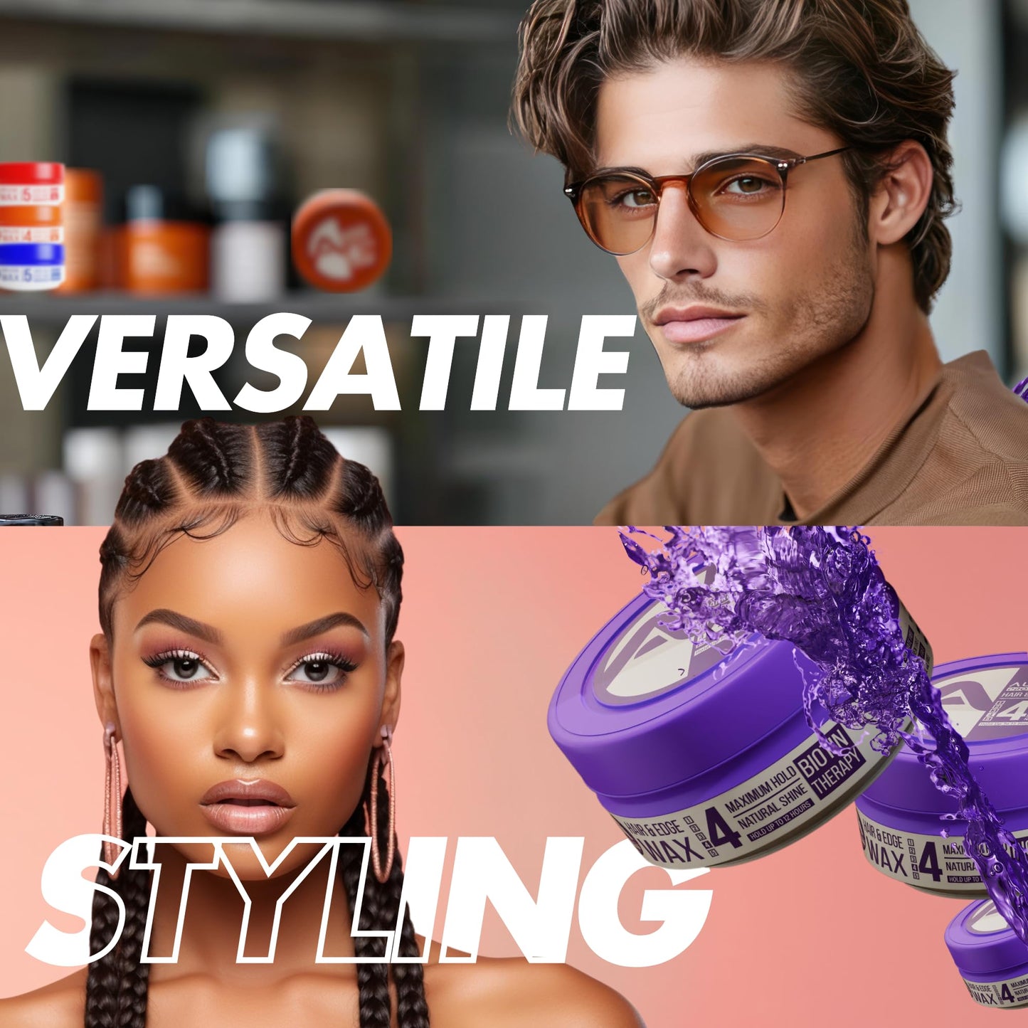 Allored Professional Allored Biotin Therapy Hair & Edge Styling Wax 150ml with Mixed Melon Scent | 12 Hours Hold Edge Control | Gummy Wax | Hair Wax For Men & Women