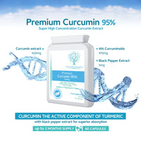 Premium Curcumin 95% with Black Pepper Extract 500mg - 60 Vegan Capsules - Turmeric Extract Minimum 95% Curcuminoids