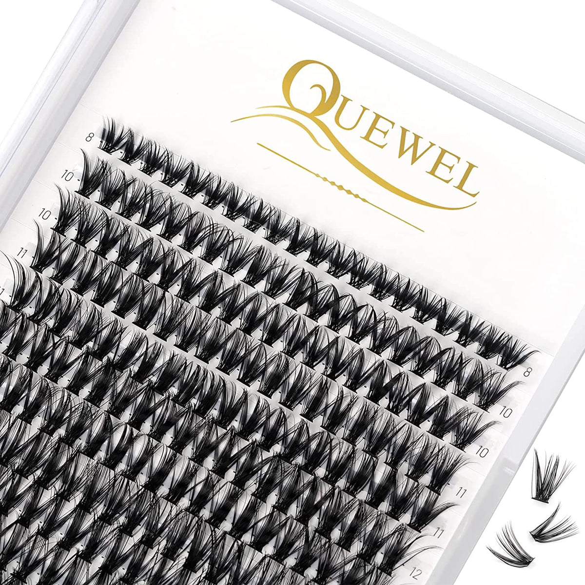 240Pcs Individual Lashes QUEWEL Cluster Lashes Individual Lash Extension 40D D Curl Lashes Cluster DIY Look Like Eyelash Extensions Mix8-14mm at Home(40D 0.07D MIX8-14mm)