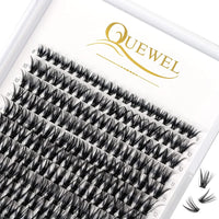 240Pcs Individual Lashes QUEWEL Cluster Lashes Individual Lash Extension 40D D Curl Lashes Cluster DIY Look Like Eyelash Extensions Mix8-14mm at Home(40D 0.07D MIX8-14mm)
