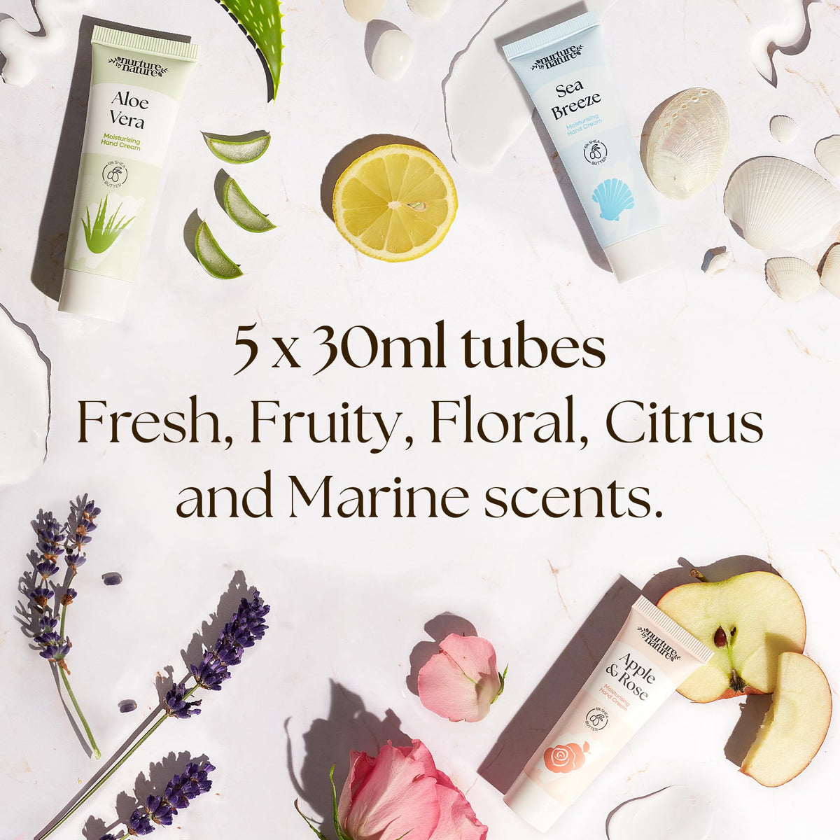 Nurture by Nature Botanicals Nurture by Nature Vegan Hand Cream Gift Set - 5 x 30ml, Shea Butter