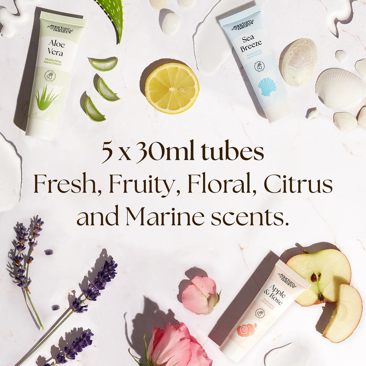 Nurture by Nature Botanicals Nurture by Nature Vegan Hand Cream Gift Set - 5 x 30ml, Shea Butter