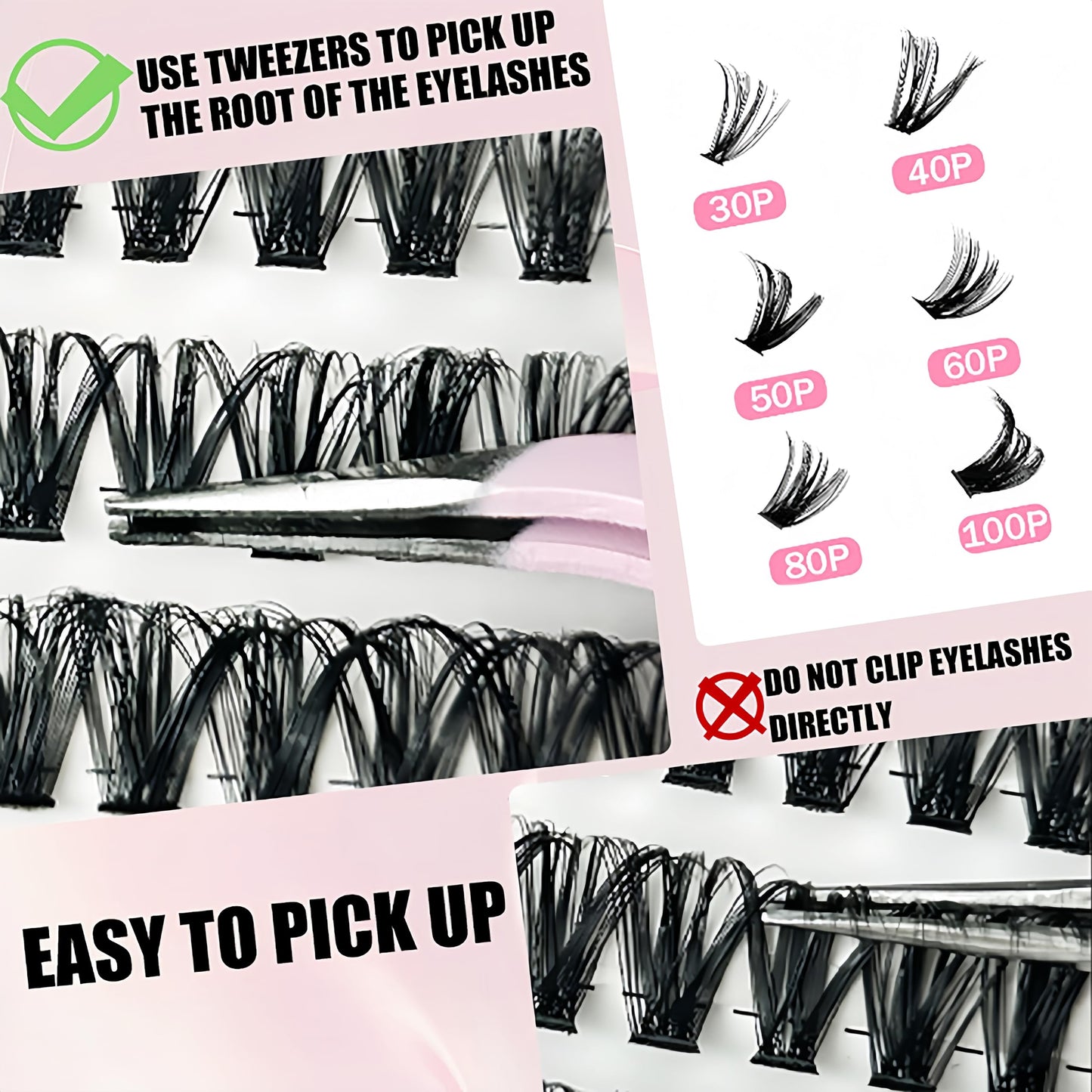 OlymGrow 590-Piece DIY Eyelash Cluster Kit – Fluffy Russian Lashes in 30-100 D Mix (8-16 mm). Includes Curly, Durable Extensions for Girls & Women – Perfect for Natural or Dramatic Looks